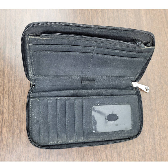 Liz Claiborne Established 1976 Faux Snake Skin Vinyl Black Zip Clutch Wallet - Picture 5 of 5